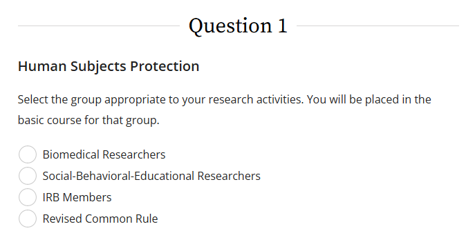 Question 1 - Human Subjects Research