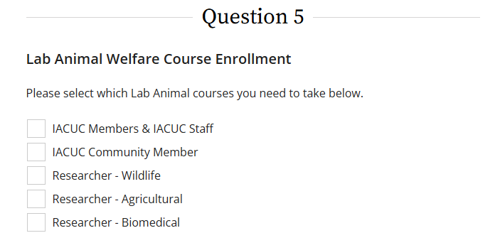 Questions 5 - Animal Welfare